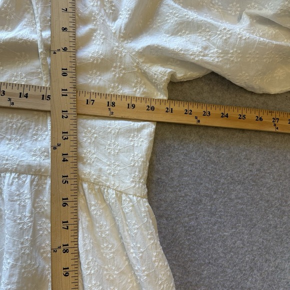 Mango MNG Puff Sleeve Tonal Embroidered Cotton Minidress Size‎ 8 - Picture 7 of 10